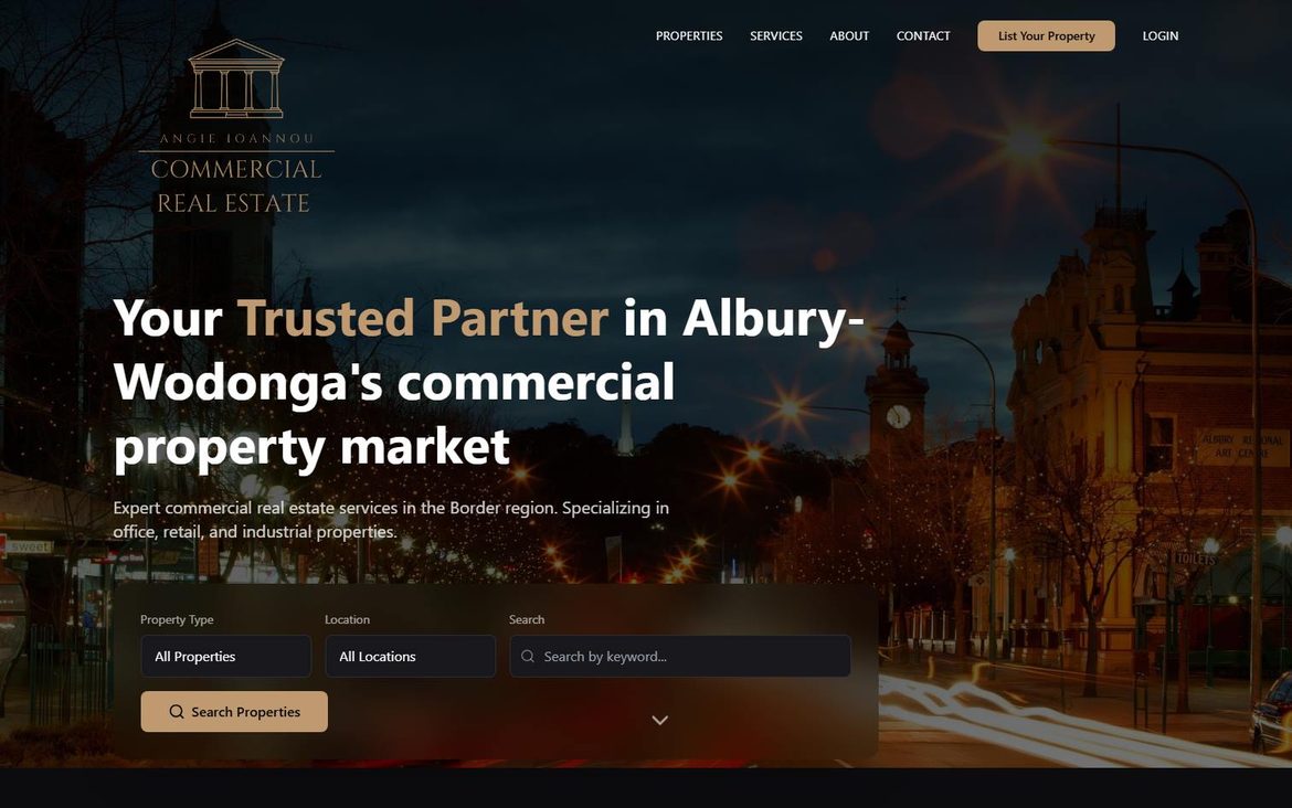 The Angie Ioannou Commercial Real Estate homepage