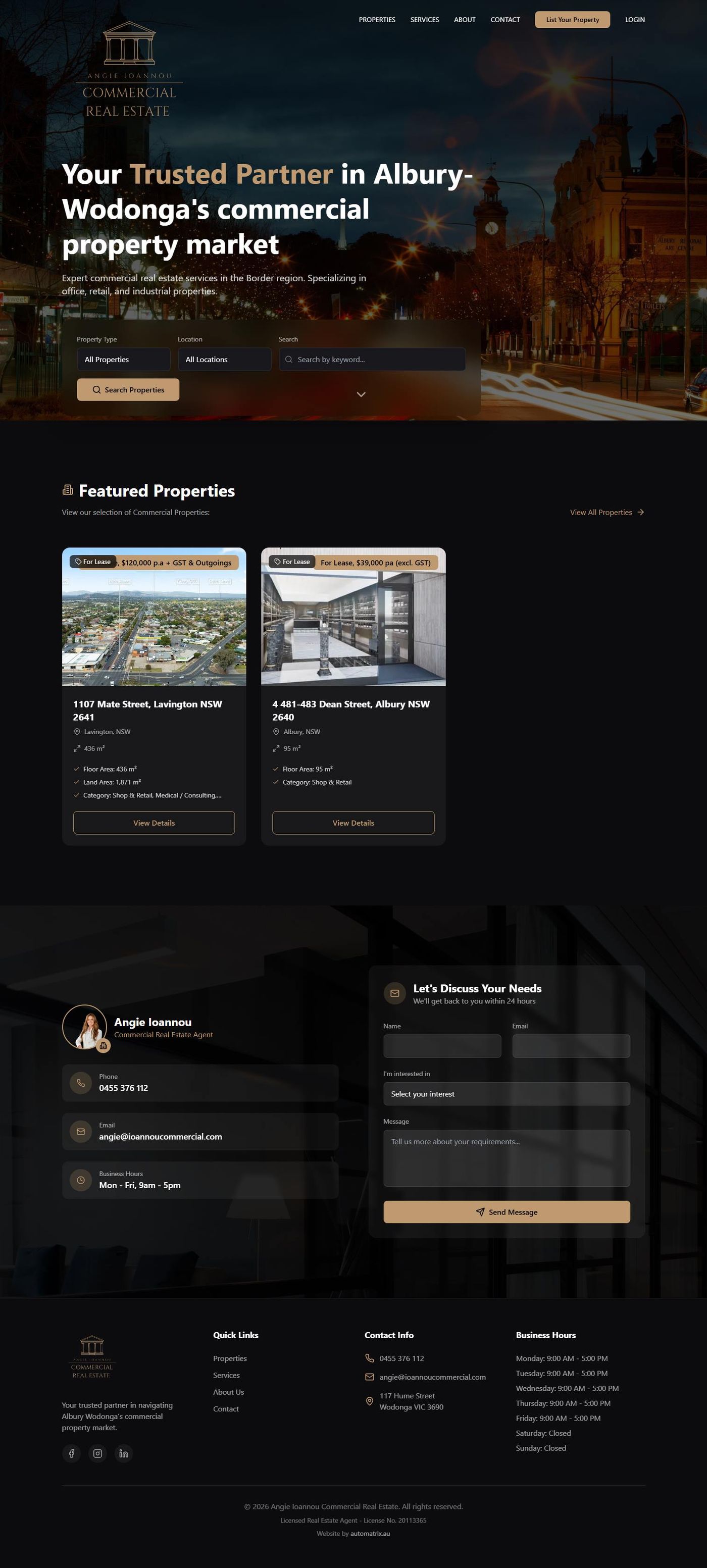 Ioannou & Co Estate Agents homepage, built by Automatrix