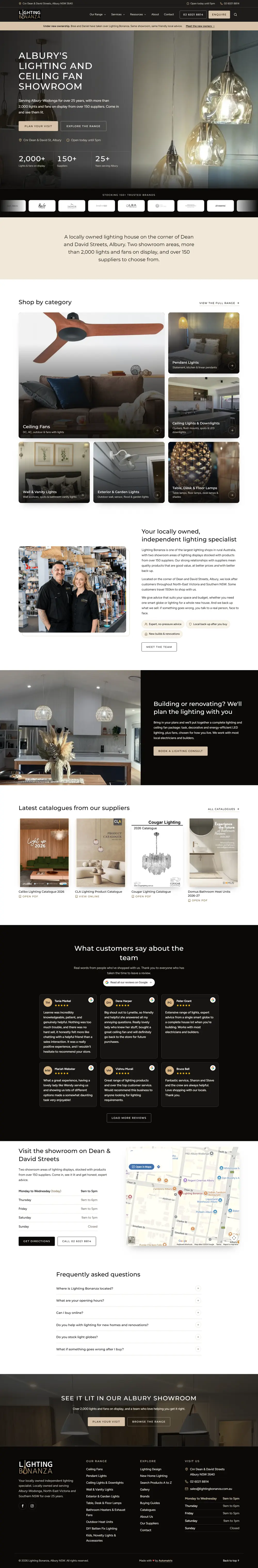 The Lighting Bonanza website built by Automatrix